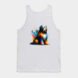 Vibrant Splashed Paint Polish Lowland Sheepdog Artwork Tank Top